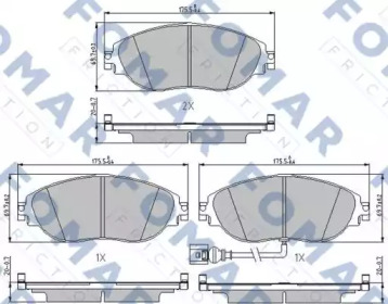 FOMAR FRICTION fo688081 -  Комплект тормозных колодок, дисковый тормоз